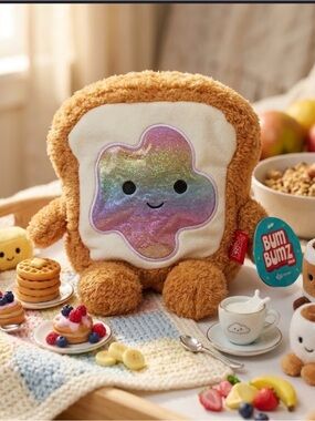 7.5 inch 🍞 Timothy the BumBumz Plush Toast 🍞 Toy with Iridescent Face